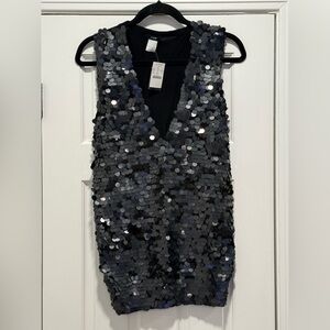 J. Crew Black Sequin Sweater Vest - Large - NWT